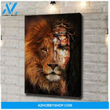 Custom Canvas Jesus And Lion Portrait Canvas, Half Jesus Half Lion