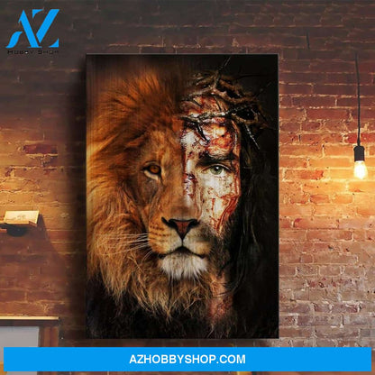 Custom Canvas Jesus And Lion Portrait Canvas, Half Jesus Half Lion