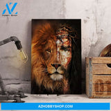 Custom Canvas Jesus And Lion Portrait Canvas, Half Jesus Half Lion