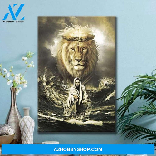 Custom Canvas Jesus And Lion Canvas, Jesus Reaching In The Water, Jesus Canvas, Christian Canvas, God Canvas
