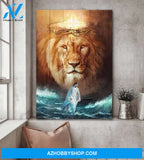 Custom Canvas Jesus And Lion - Walk On Water Canvas Jesus Canvas, Lion Canvas, God Canvas, Christian Canvas Christmas, Thanksgiving Gift