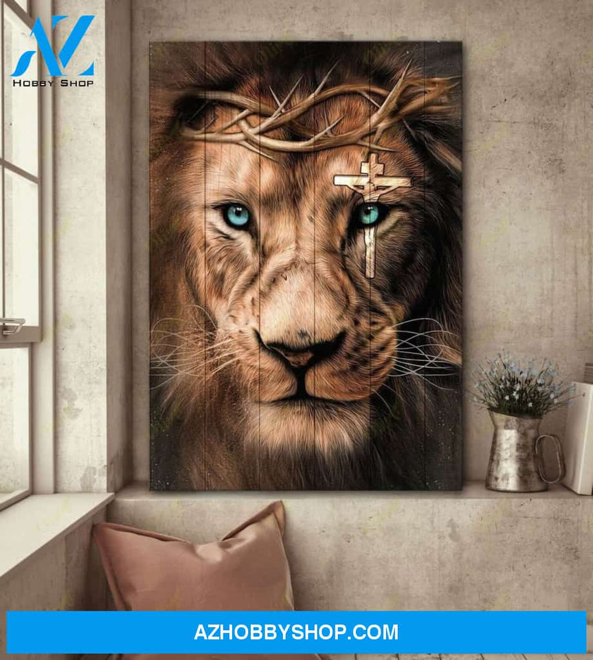 Custom Canvas Jesus - Awesome Lion And Cross On His Eye Canvas