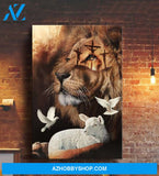 Custom Canvas Jesus - Beautiful Lion, Lamb And Dove Jesus Lion God Christian Thanksgiving Gift Christmas Gifts 2021