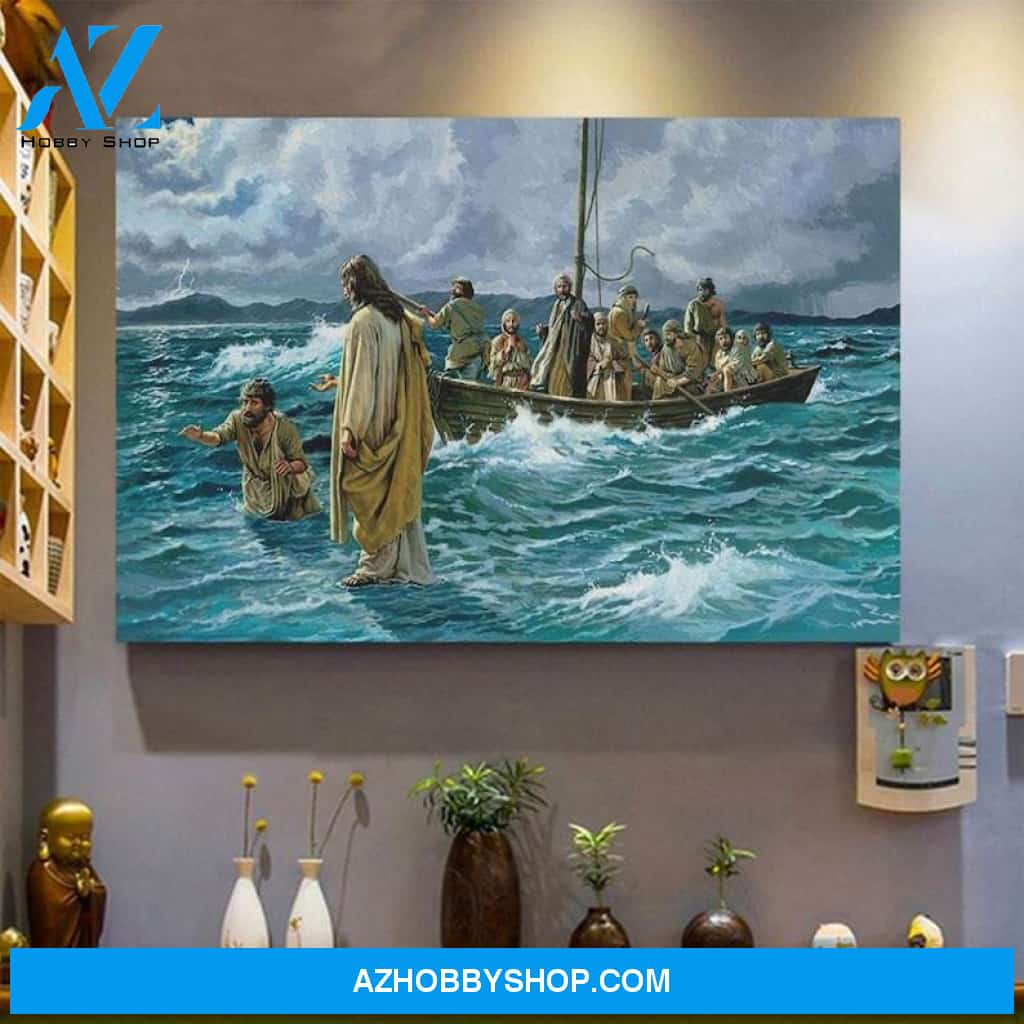 Custom Canvas Jesus Christ Walking On Water Canvas, Jesus Canvas, God Canvas.