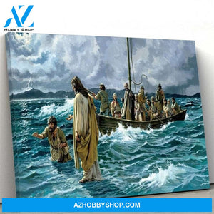 Custom Canvas Jesus Christ Walking On Water Canvas, Jesus Canvas, God Canvas.