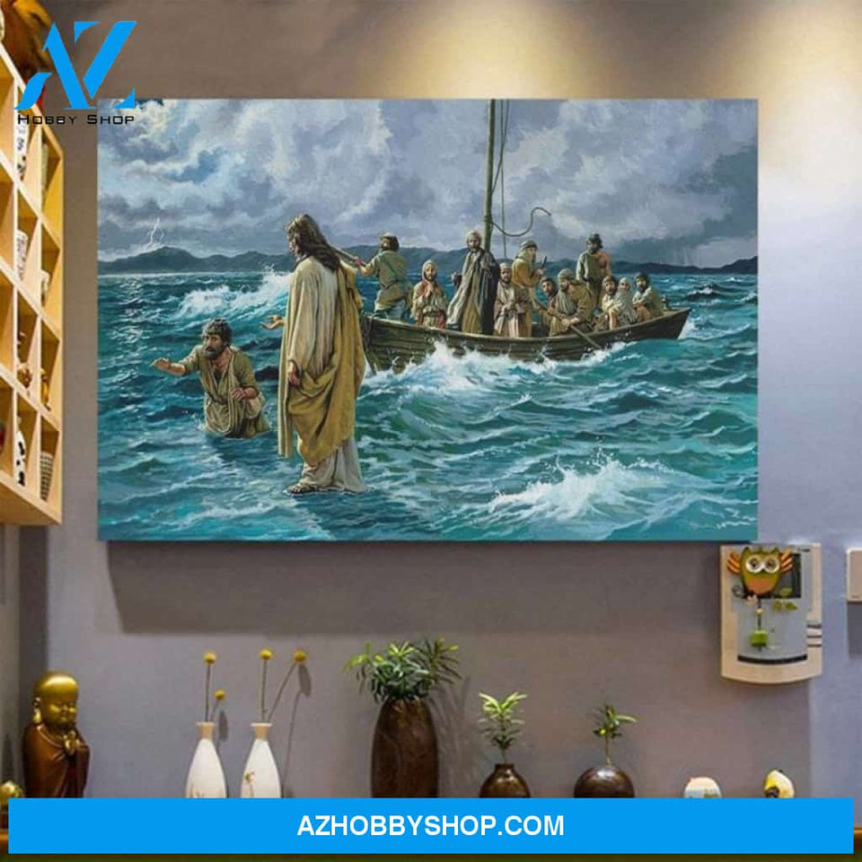Custom Canvas Jesus Christ Walking On Water Jesus God Canvas, Hot Christmas Gifts 2021