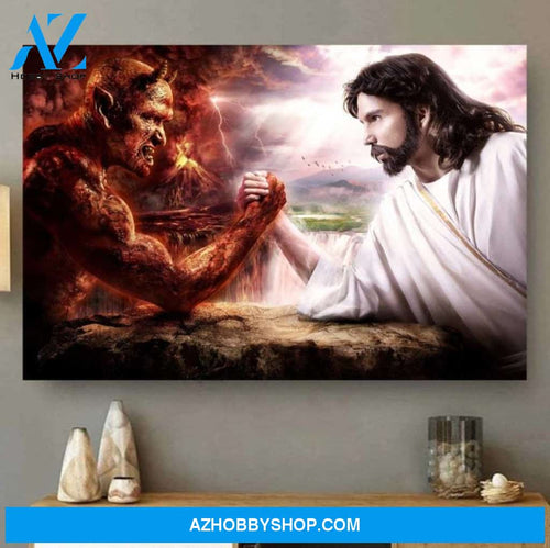 Custom Canvas Jesus Fights Satan Devil Canvas