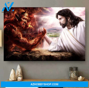 Custom Canvas Jesus Fights Satan Devil Canvas