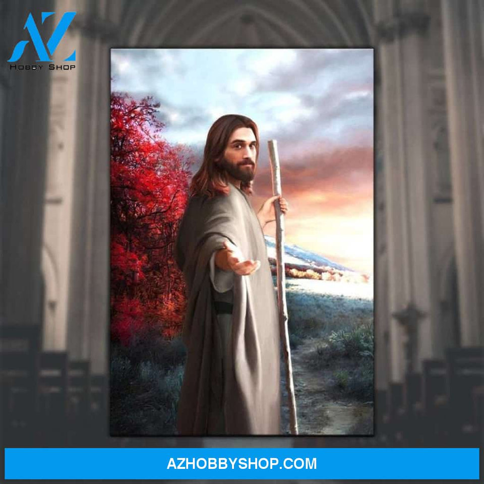 Custom Canvas Jesus Follow Me, Jesus Give Me Your Hand Jesus God Wall Decor Thanksgiving Gift Christmas Gifts 2021