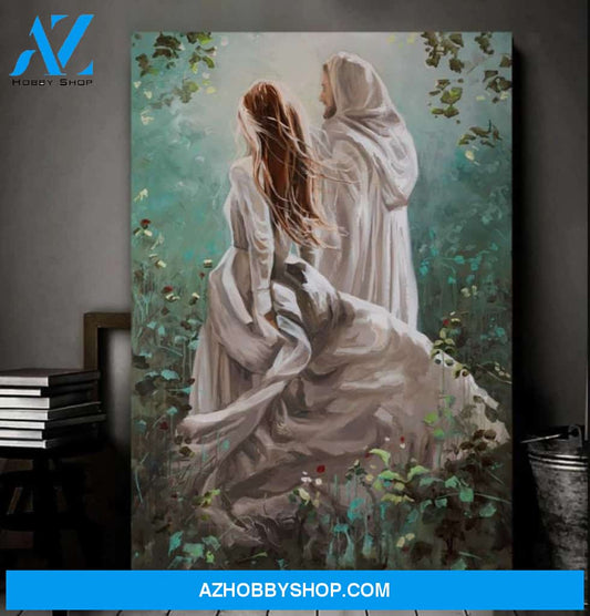 Custom Canvas Jesus canvas gift for christian, Walk With Me in God's protection canvas