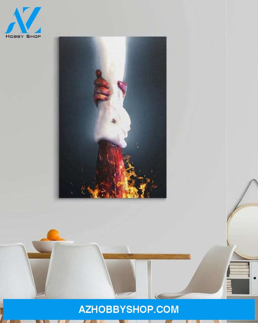 Custom Canvas Jesus Give Me Your Hand - Fire Canvas