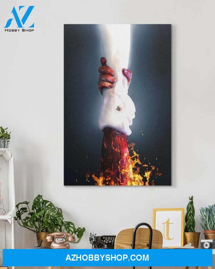 Custom Canvas Jesus Give Me Your Hand - Fire Canvas
