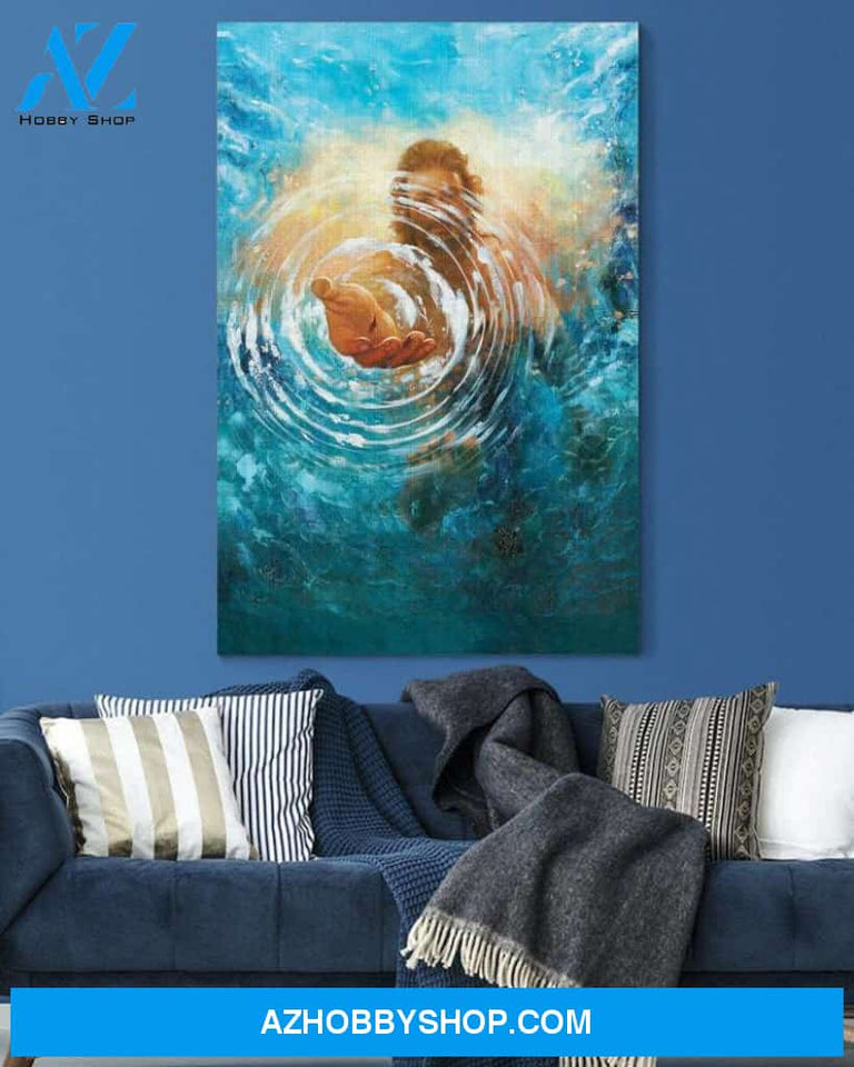 Custom Canvas Jesus Give Me Your Hand Water Ocean Wall Art, Thanksgiving Gift Christmas Gifts 2021