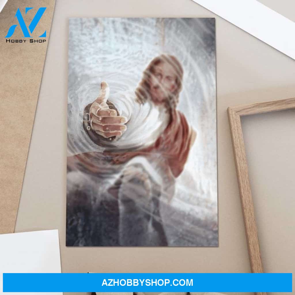 Custom Canvas Jesus Gives Hand - Jesus Give Me Your Hand Water Ocean God Wall Decor Thanksgiving Gift Christmas Gifts 2021