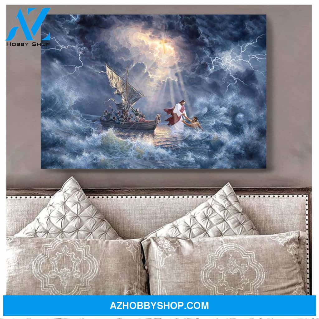 Custom Canvas Jesus In The Storm On The Sea Canvas, Jesus Calm The Storm