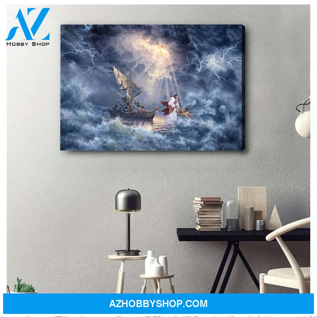 Custom Canvas Jesus In The Storm On The Sea Canvas, Jesus Calm The Storm