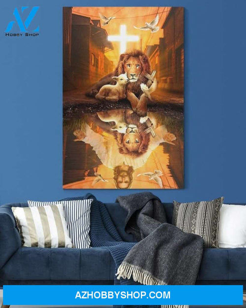 Custom Canvas Jesus, Lion and Lamb Canvas