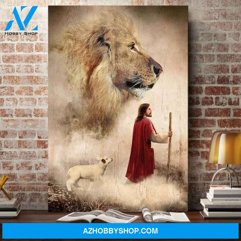 Custom Canvas Jesus, Lion and Lamb - Beautiful Wall Art Thanksgiving Gift Christmas Gifts 2021