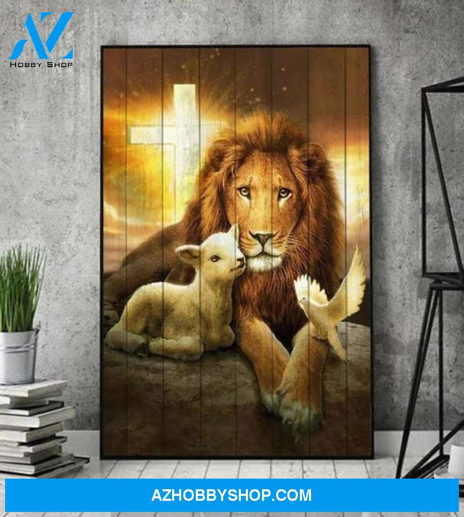 Custom Canvas Jesus lion lamb and doves Canvas, The perfect combination Canvas, Jesus canvas gift for christiansd