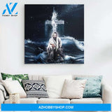 Custom Canvas Jesus Reaching Hand, Jesus Give Me Your Hand Water Ocean Jesus Birthday Gift Hot Christmas Gifts 2021