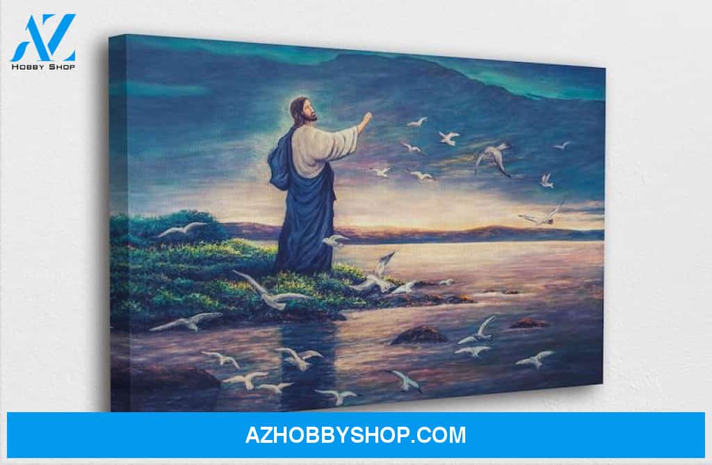 Custom Canvas Jesus Standing By Sea