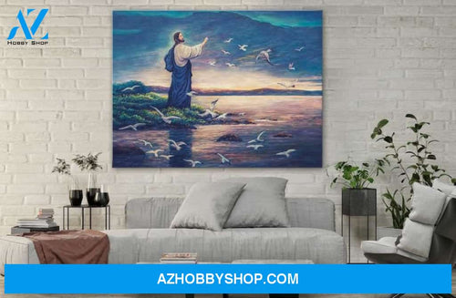 Custom Canvas Jesus Standing By Sea