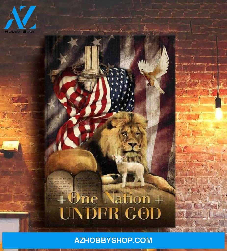 Custom Canvas Jesus - The Lion - One Nation Under God Canvas Lion Canvas, God Canvas, Christian Canvas New Year, Christmas, Thanksgiving Gift