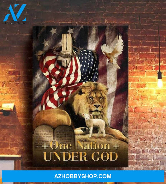 Custom Canvas Jesus - The Lion - One Nation Under God Canvas Lion Canvas, God Canvas, Christian Canvas New Year, Christmas, Thanksgiving Gift
