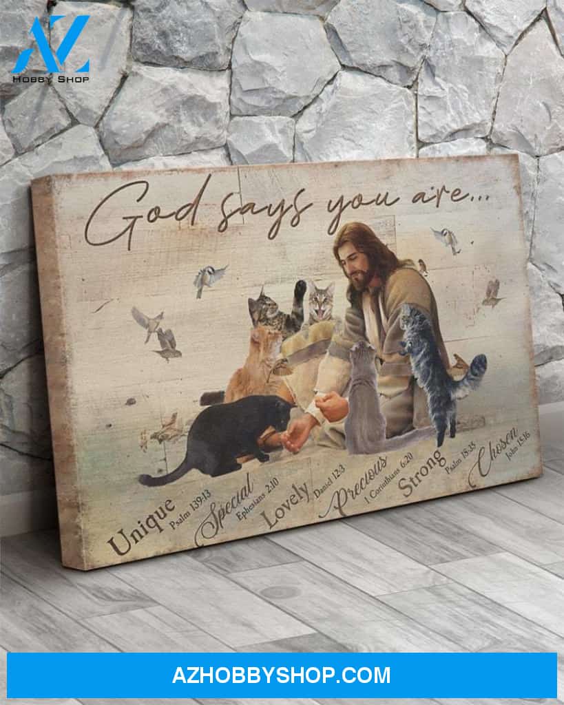 Custom Canvas Jesus With Cats God Says You Are Landscape Canvas, Hot Christmas Gifts 2021
