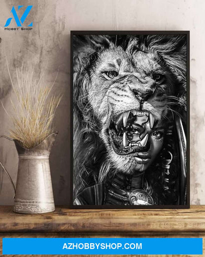 Custom Canvas Lion And Black Girl Wall Art, African American, Black Pride Poster Canvas, Black Girl