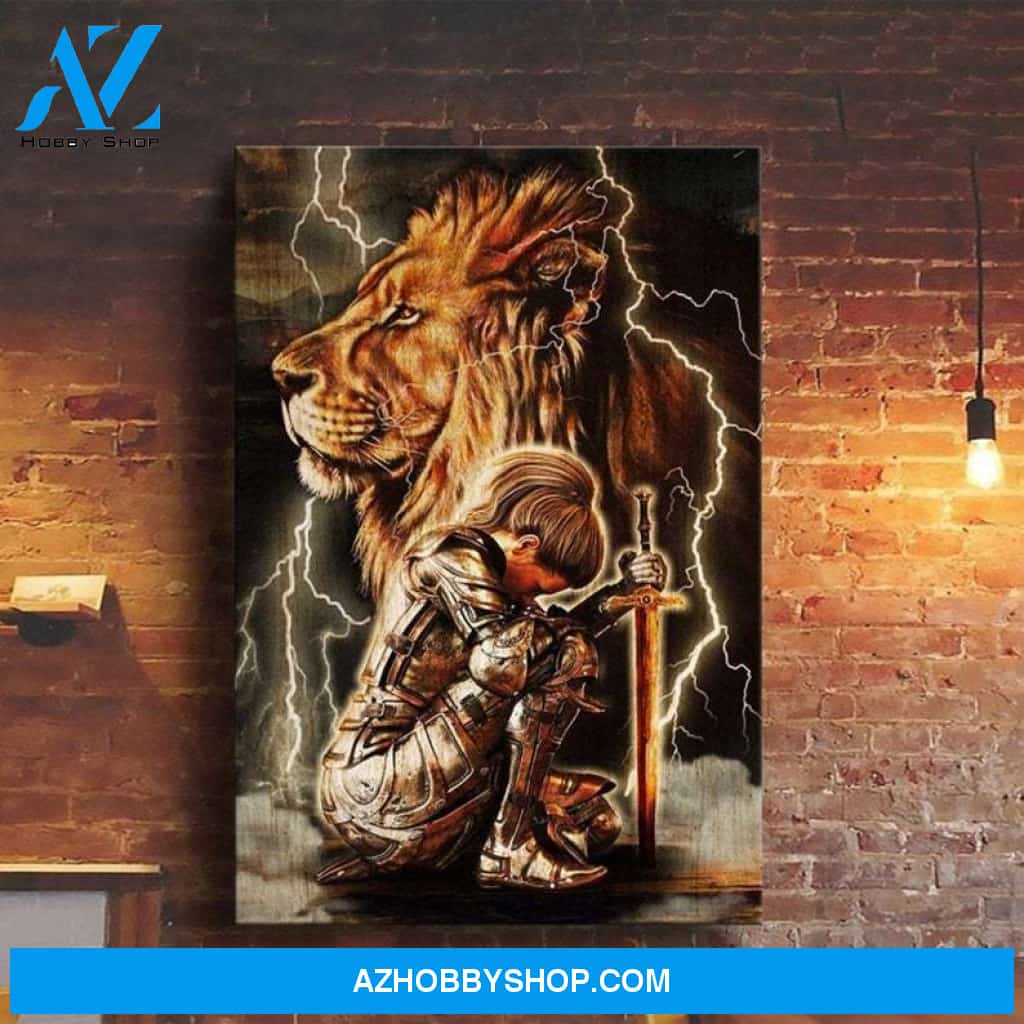 Custom Canvas Lion & Female Warrior Canvas, Jesus Canvas, Lion Canvas, Christian Canvas, God Canvas