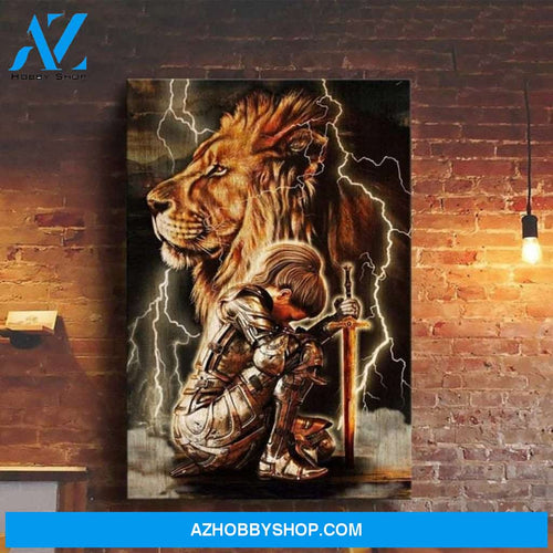 Custom Canvas Lion & Female Warrior Canvas, Jesus Canvas, Lion Canvas, Christian Canvas, God Canvas