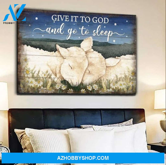 Custom Canvas Lovely lambs canvas for bedroom, Give it to God and go to sleep, Jesus Landscape Canvas