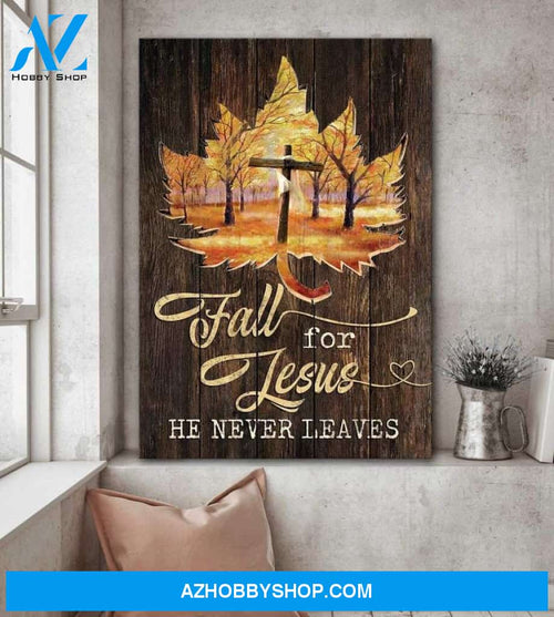 Custom Canvas Maple and cross - Fall in love with Jesus - God Canvas
