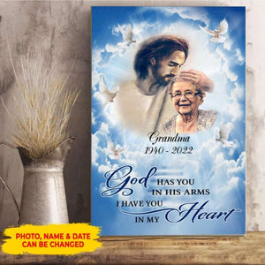 Custom Canvas Memorial Gift - In God Arms 18X12 Inches Canvass