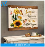 Custom Canvas Painting Gift Butterfly and Sunflowers Canvas Everyday Is a New Beginning Take A Deep Breath Smile And Start Again