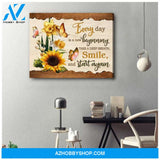 Custom Canvas Painting Gift Butterfly and Sunflowers Canvas Everyday Is a New Beginning Take A Deep Breath Smile And Start Again