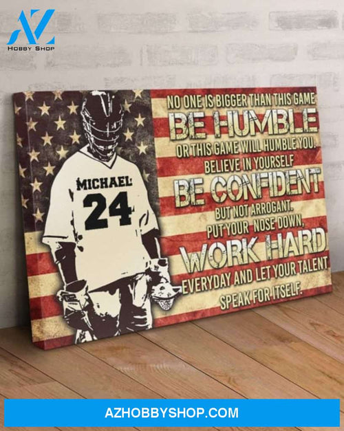 Custom Canvas Personalize gift for lacrosse lovers, The name and number can be changed, Lacrosse USA Flag Canvas, gift for him, gift for her