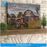 Custom Canvas Personalized Canvas Anniversary Wedding Gift God Blessed The Broken Road Old Truck and Barn