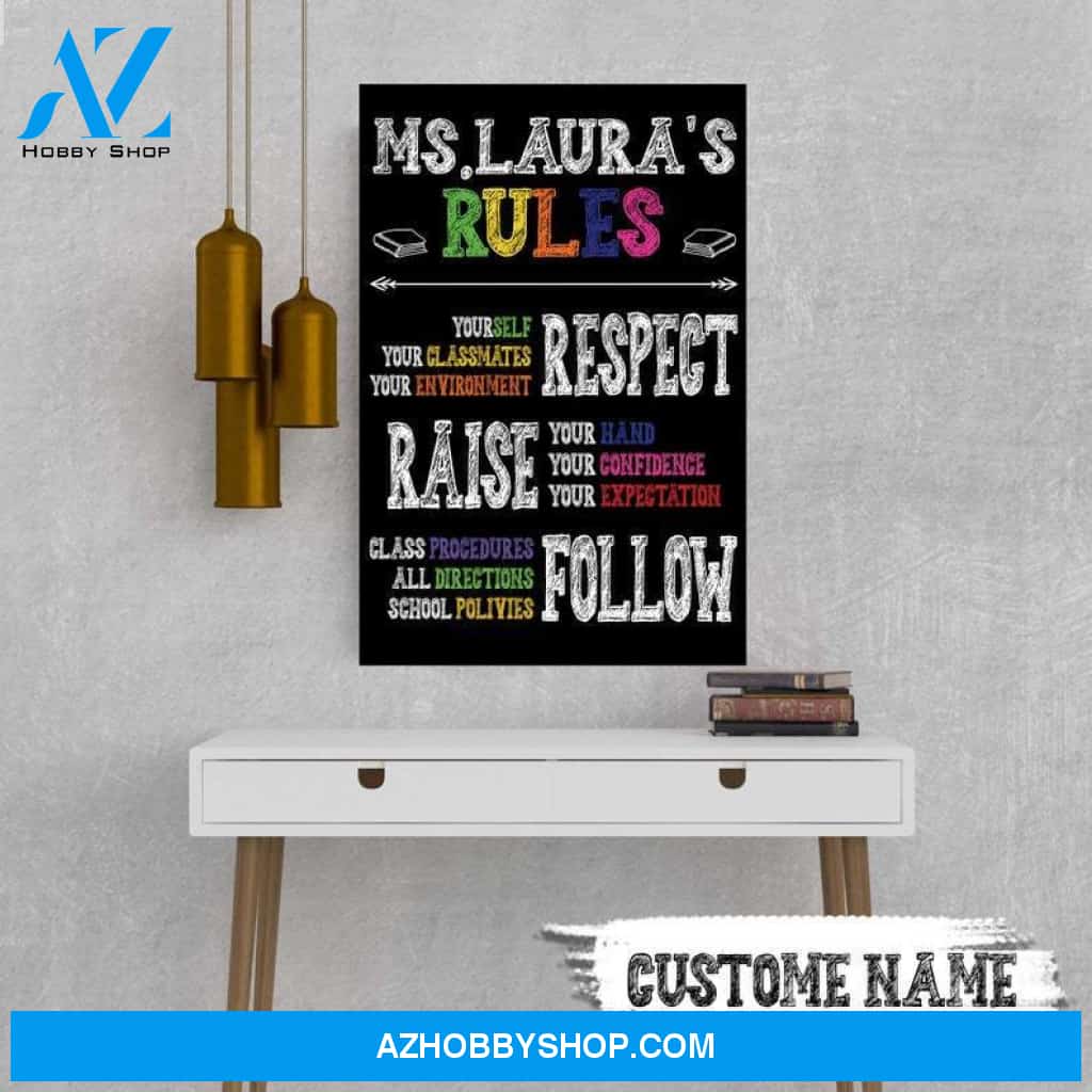Custom Canvas Personalized Classroom Rules, Teacher Gift for Elementary, Middle, or High School, Classroom Sign, School Signs