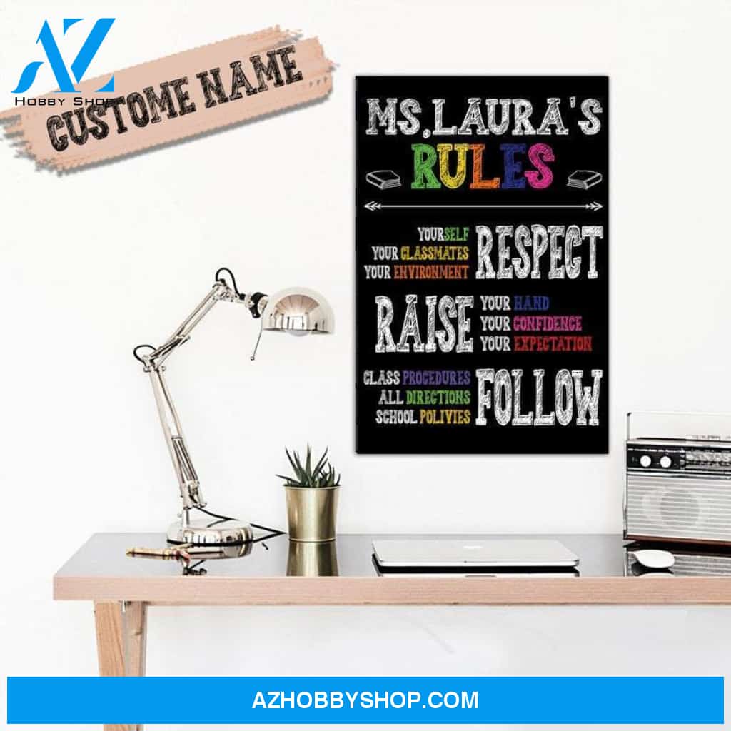 Custom Canvas Personalized Classroom Rules, Teacher Gift for Elementary, Middle, or High School, Classroom Sign, School Signs