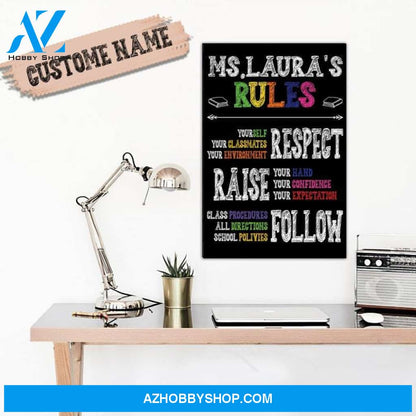Custom Canvas Personalized Classroom Rules, Teacher Gift for Elementary, Middle, or High School, Classroom Sign, School Signs