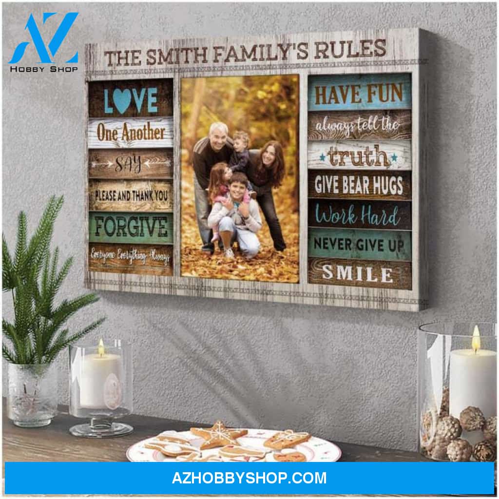 Custom Canvas Personalized Canvas Family Rules Custom Family Name and Photo Gift For Family