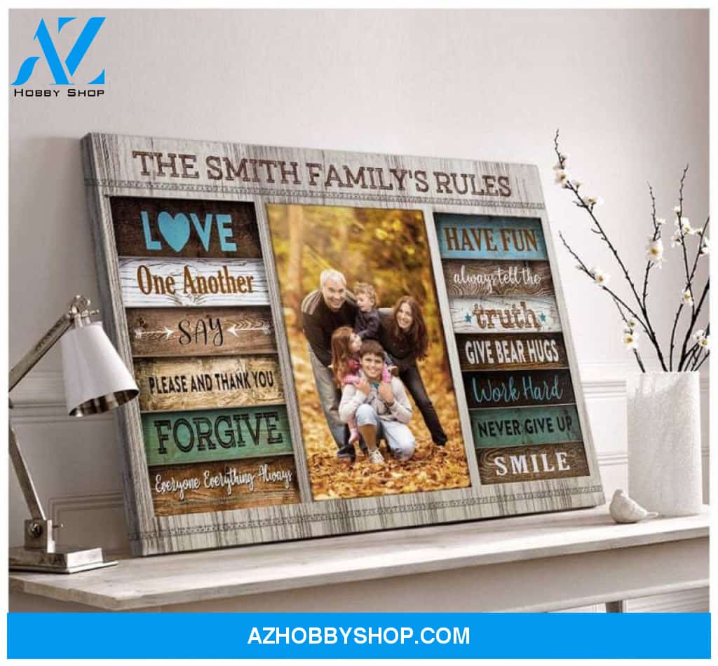 Custom Canvas Personalized Canvas Family Rules Custom Family Name and Photo Gift For Family