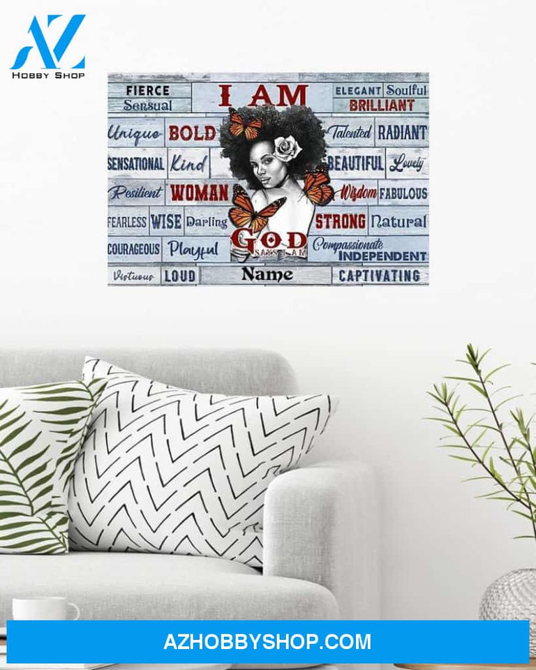 Custom Canvas Personalized Gift God Says I Am Strong, Bold, Woman, Enough, Strong, Amazing, Girl Butterfly, Wall Art Decor