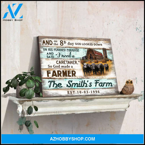 Custom Canvas Personalized Gifts Farmhouse Prints Wall Decor Angus Cow So God made a farmer Ohcanvas