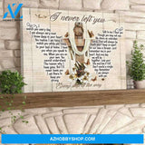 Custom Canvas Personalized Memorial Canvas, I Never Left You Butterfly Canvas, Cross Wood, Jesus, Christian