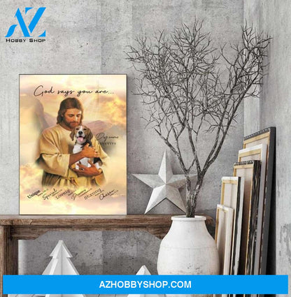 Custom Canvas Personalized Memorial Pet Wall Art Canvas, Jesus God Hug a Dog