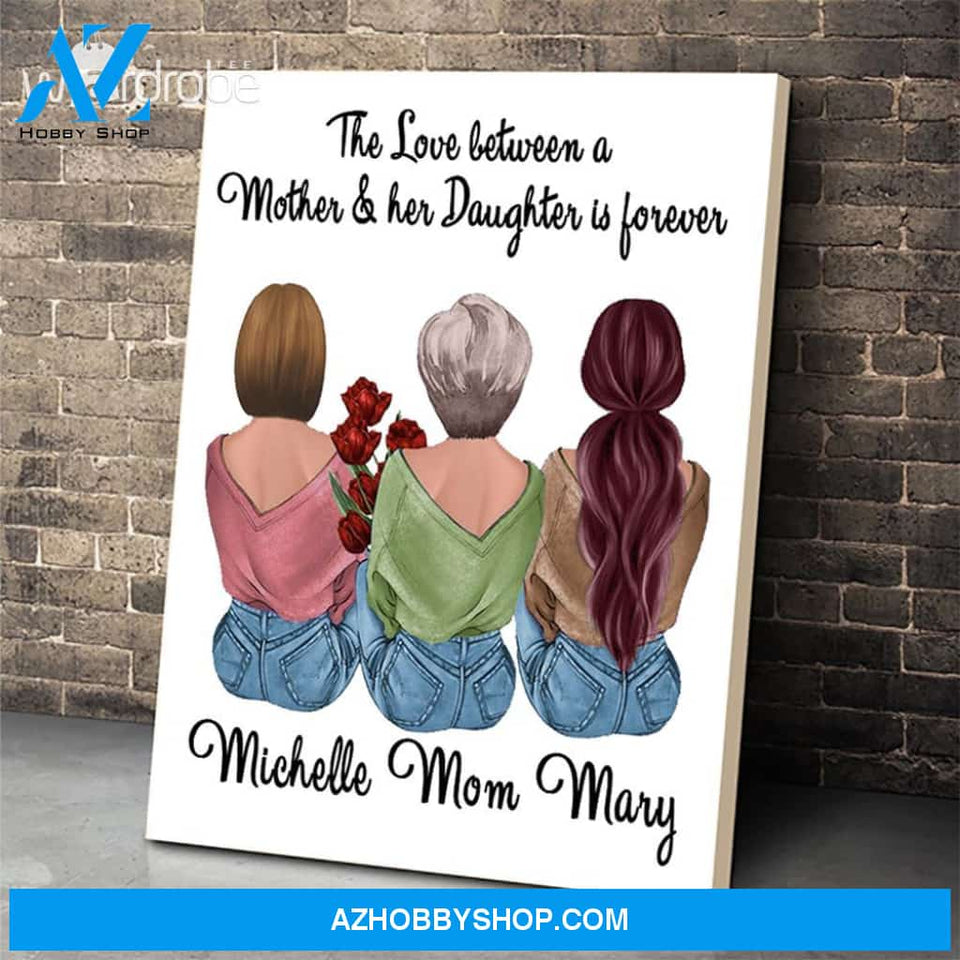 Custom Canvas Personalized Name The Love Between Mom And Daughter - Gift For Mothers Day - Matte Canvas