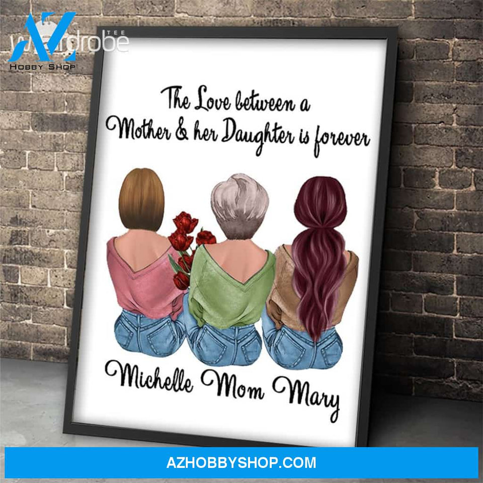 Custom Canvas Personalized Name The Love Between Mom And Daughter - Gift For Mothers Day - Matte Canvas